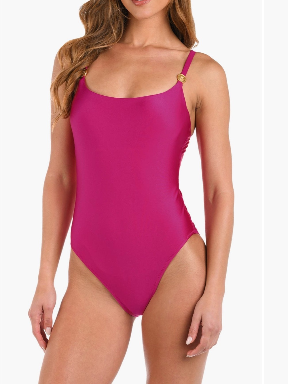 L'AGENCE Magenta Scoop-Back One-Piece Swimsuit